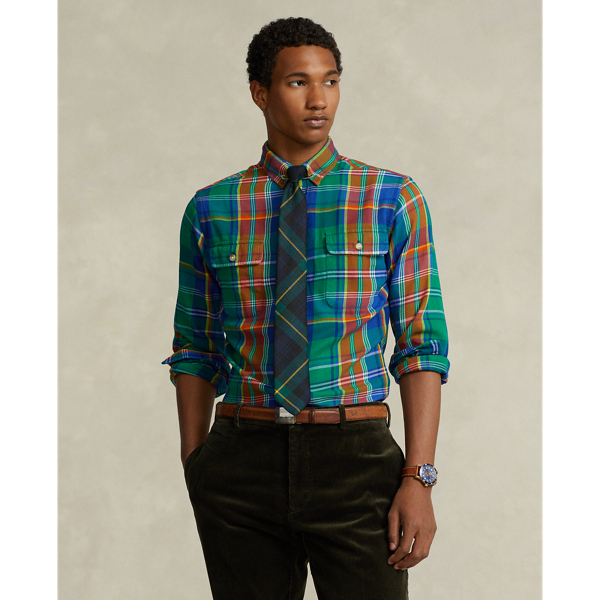 Classic fit cheap plaid twill shirt