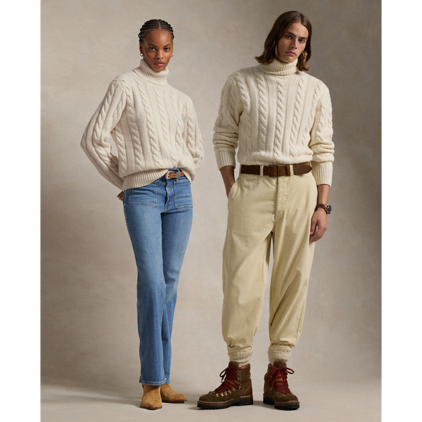 Ralph Lauren Cable-knit Wool-cashmere Sweater In Andover Cream