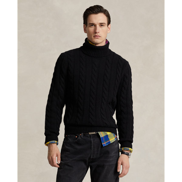 Ralph Lauren Cable-knit Wool-cashmere Jumper In Polo Black
