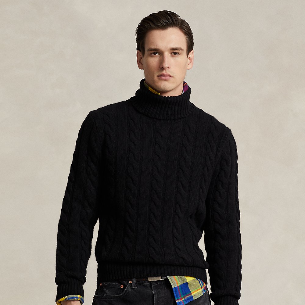 Ralph Lauren Cable-knit Wool-cashmere Jumper In Polo Black