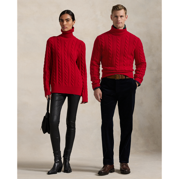 Ralph Lauren Cable-knit Wool-cashmere Sweater In Park Ave Red