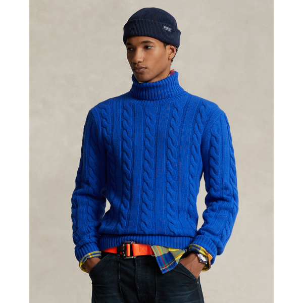 Ralph Lauren Cable-knit Wool-cashmere Sweater In Deep Royal