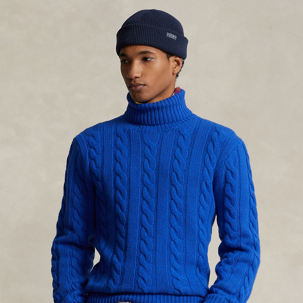 Ralph Lauren Cable-knit Wool-cashmere Sweater In Deep Royal