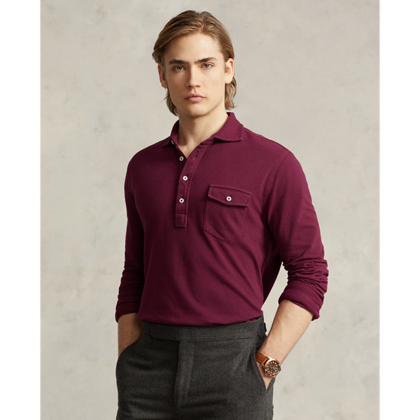 Ralph Lauren Classic Fit Mesh Polo Shirt In Classic Wine