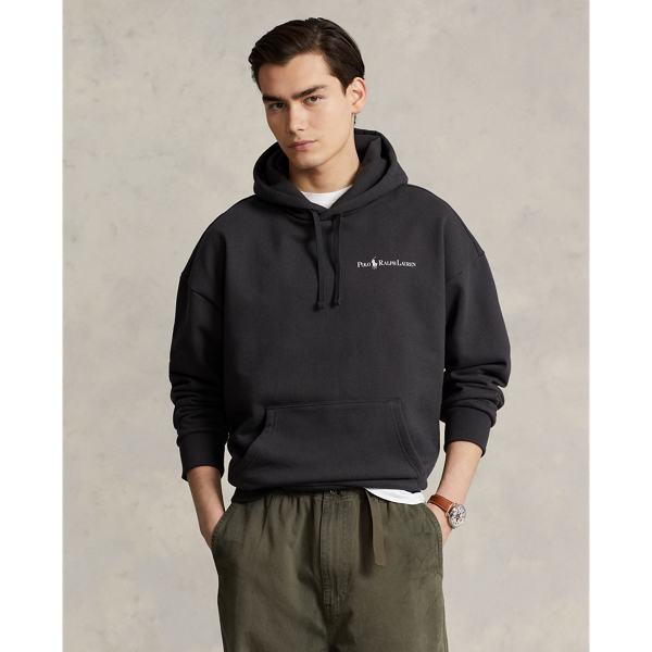 Ralph Lauren Relaxed Fit Logo Fleece Hoodie In Faded Black Canvas