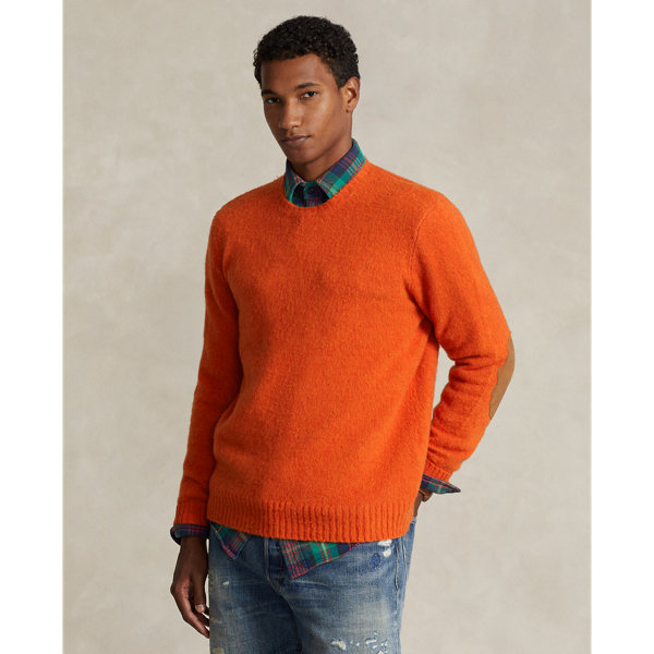 Polo Ralph Lauren Suede-patch Wool-cashmere Sweater In Fire