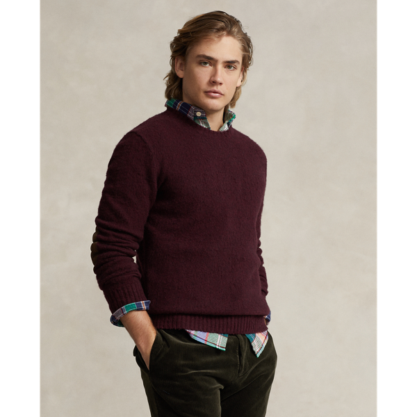 Polo Ralph Lauren Suede-patch Wool-cashmere Sweater In Fire