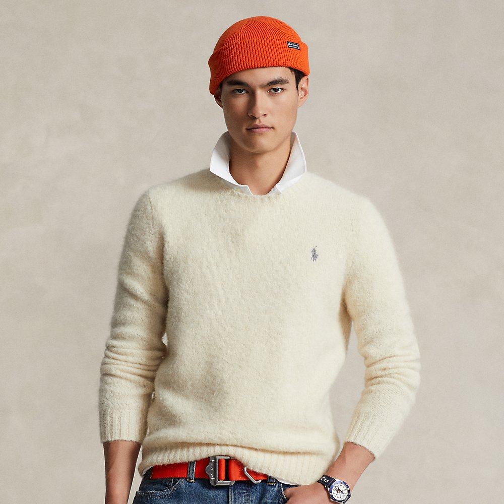 Ralph Lauren Textured Crewneck Sweater In Cream