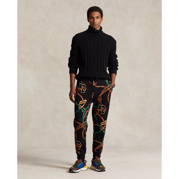 Polo Ralph Lauren Bridle-print Fleece Jogger Pant In Polo  Black