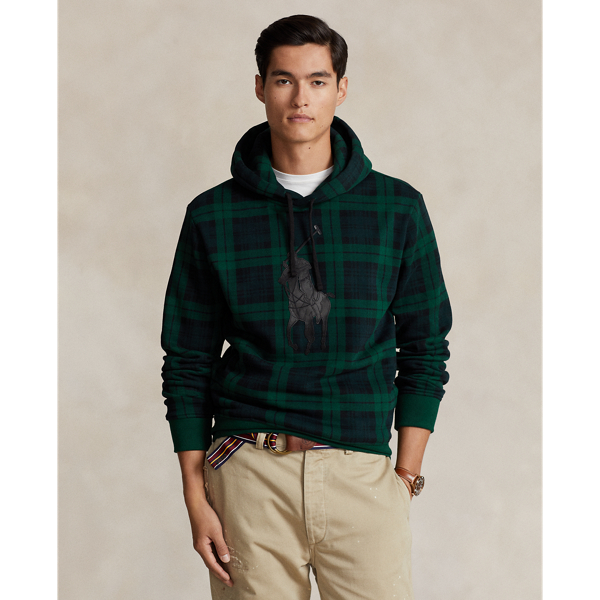 Black Green Plaid Tartan Men's Hoodie