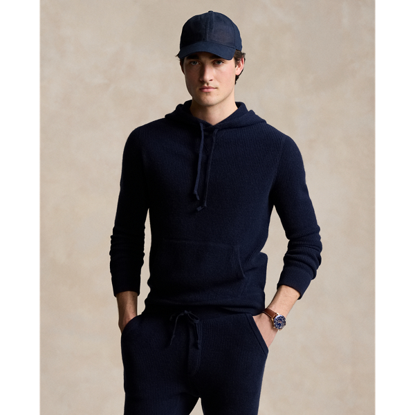 Ralph Lauren Washable Cashmere Hooded Sweater In Hunter Navy