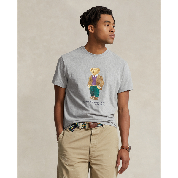 Ralph Lauren Classic Fit Polo Bear Jersey T-shirt In Andover Heather Heritage