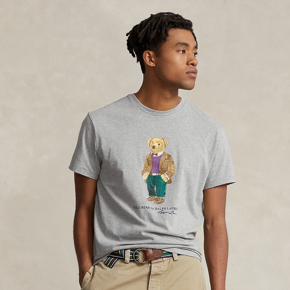 Ralph Lauren Classic Fit Polo Bear Jersey T-shirt In Andover Heather Heritage