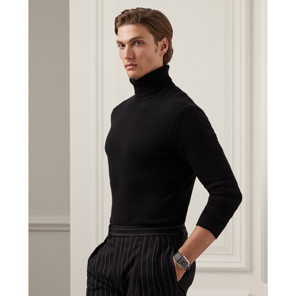 Ralph Lauren Purple Label Cashmere Turtleneck Sweater In Classic Black