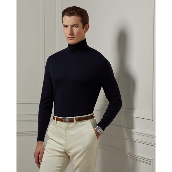Ralph Lauren Purple Label Cashmere Turtleneck Sweater In Classic Chairman Navy