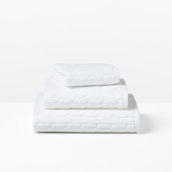 Ralph Lauren Sanders Cable Bath Towels In White