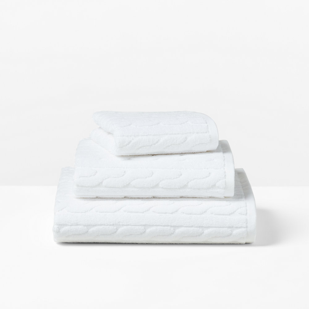 Ralph Lauren Sanders Cable Bath Towels In White