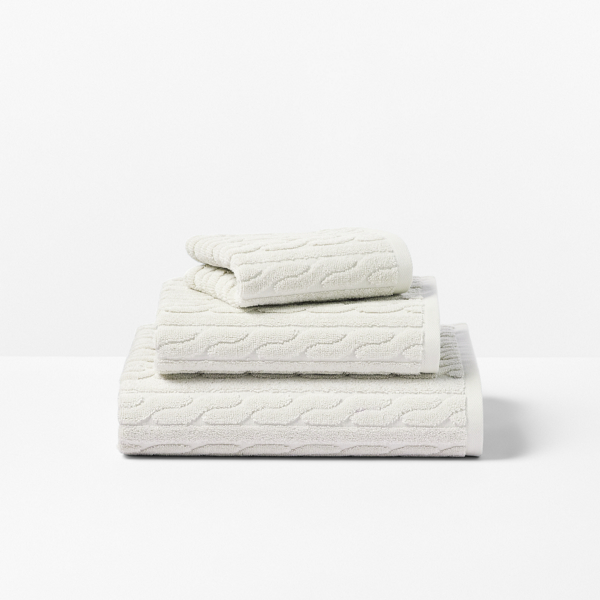 Ralph Lauren Sanders Cable Bath Towels In Linen Cream