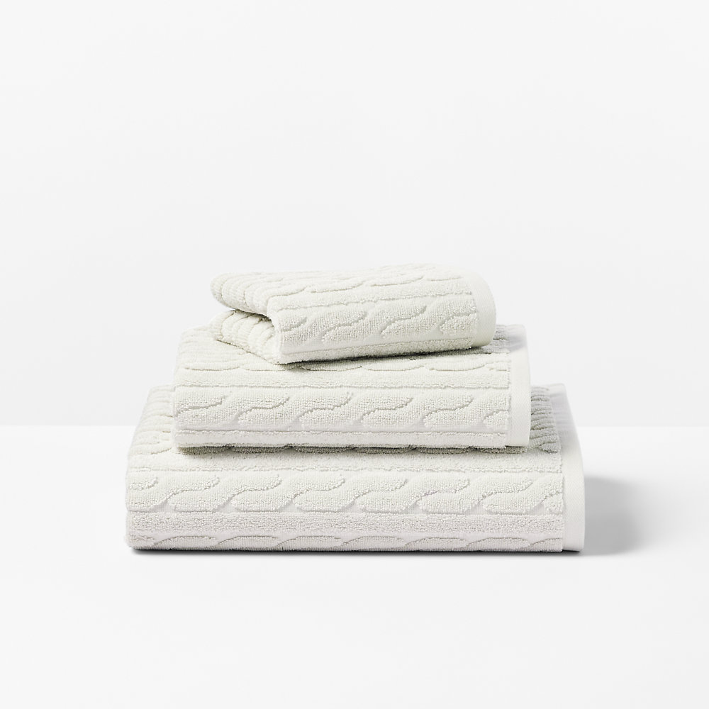 Ralph Lauren Sanders Cable Bath Towels In Linen Cream