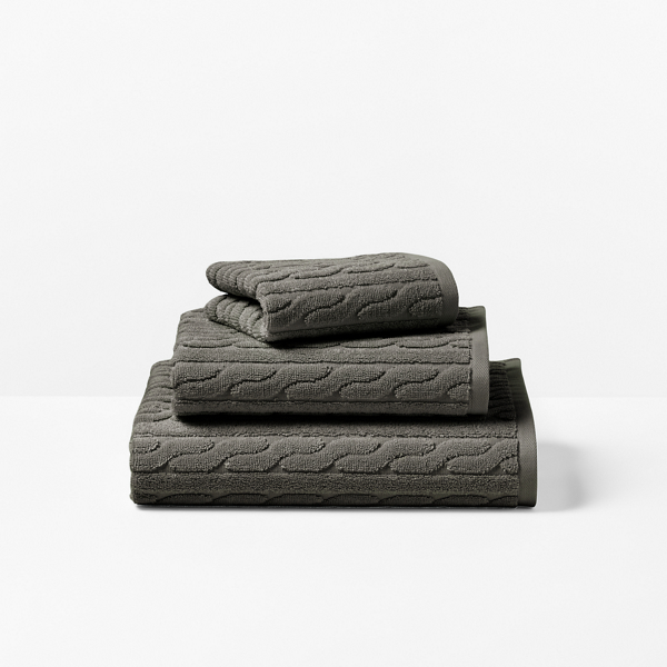 Polo Ralph Lauren Sanders Cable Bath Towels In Charcoal