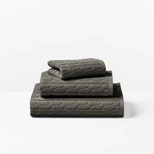 Ralph Lauren Sanders Cable Bath Towels In Charcoal