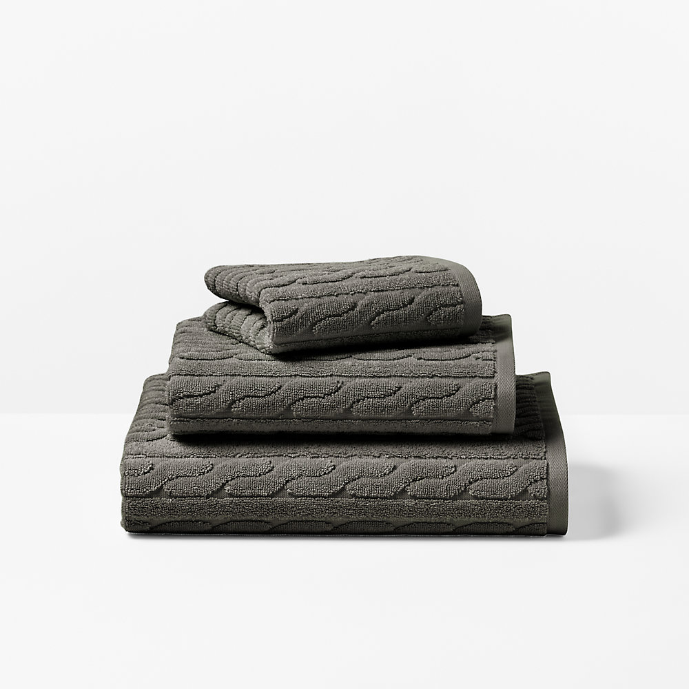 Ralph Lauren Sanders Cable Bath Towels In Charcoal