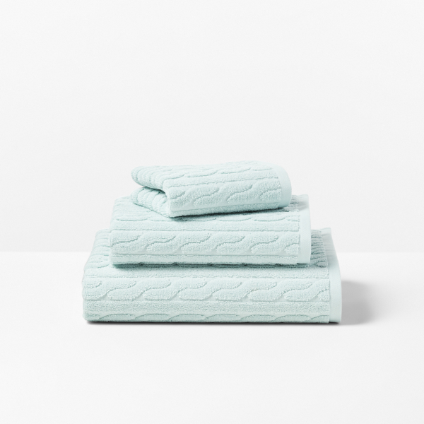 Ralph Lauren Sanders Cable Bath Towels In Lagoon Blue