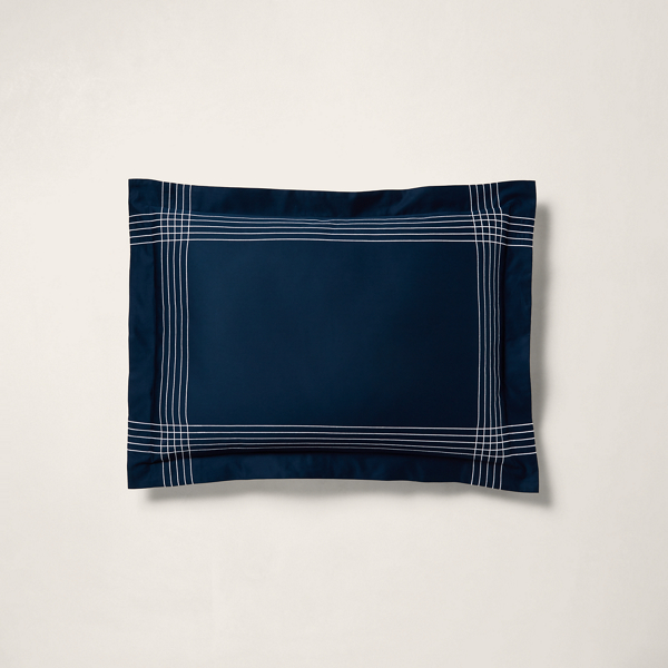 Ralph Lauren Organic Cotton Sateen Handkerchief Sham In Navy/white