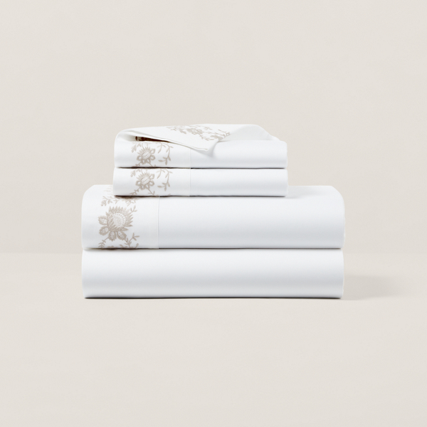 Polo Ralph Lauren Organic Cotton Eloise Embroidery Sheet In True Platinum