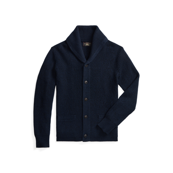 Shop Rrl Textured Cashmere Shawl-collar Cardigan In Blue