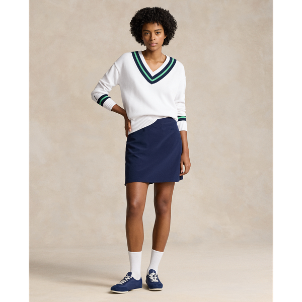 Rlx Golf 17" Pleated Four Way-stretch Skort In Refined Navy