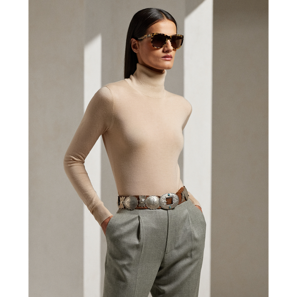 Ralph Lauren Cashmere Turtleneck Sweater In Wheat