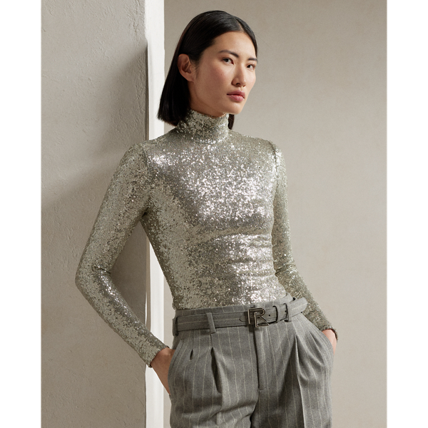 Silver turtleneck top sale