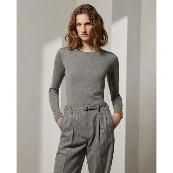 Polo Ralph Lauren Cashmere Crewneck Sweater In Classic Light Grey Heathe