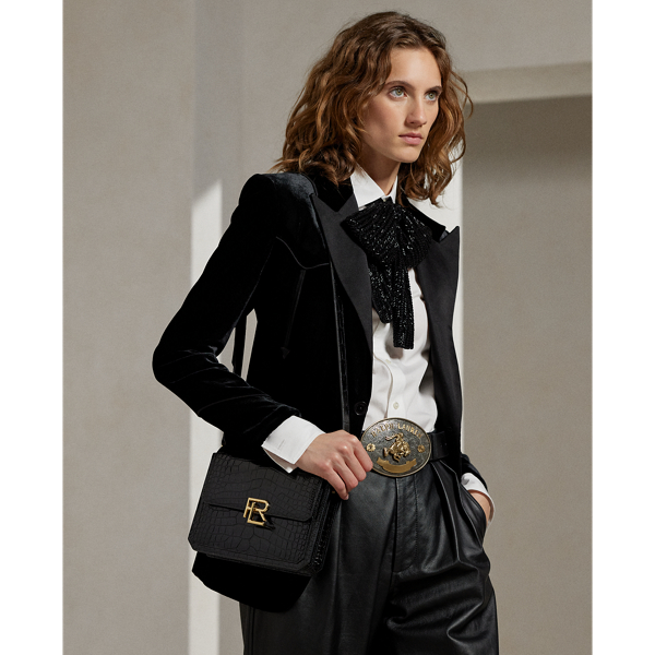 Polo Ralph Lauren Rl 888 Alligator Crossbody In Black