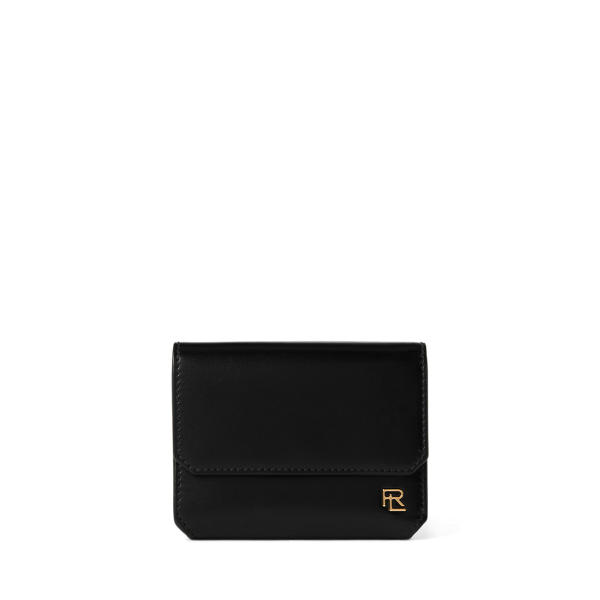 Shop Collection Rl Box Calfskin Small Vertical Wallet In Black