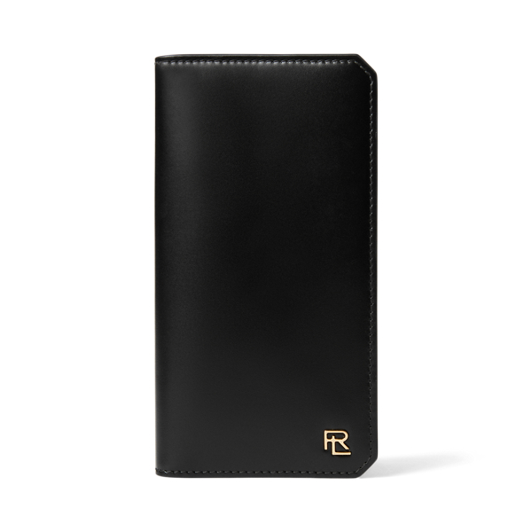 Collection Rl Box Calfskin Vertical Wallet In Black