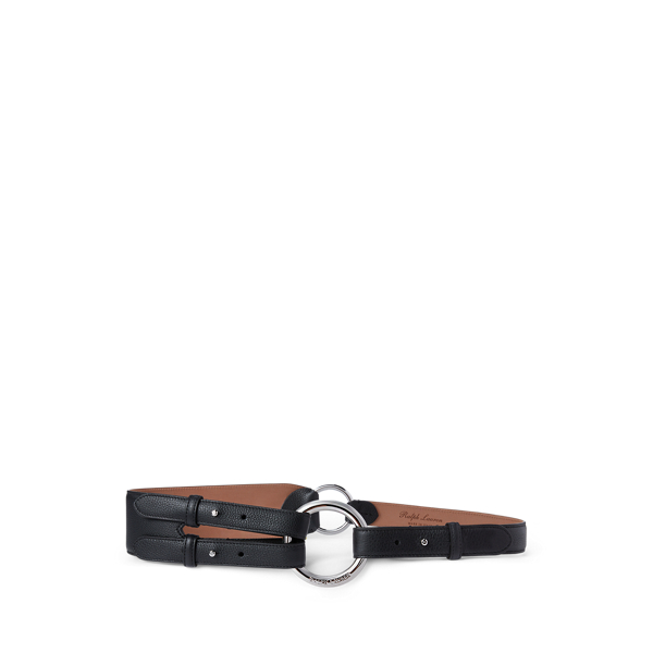 Polo Ralph Lauren Tri-strap O-ring Pebbled Calfskin Belt In Black