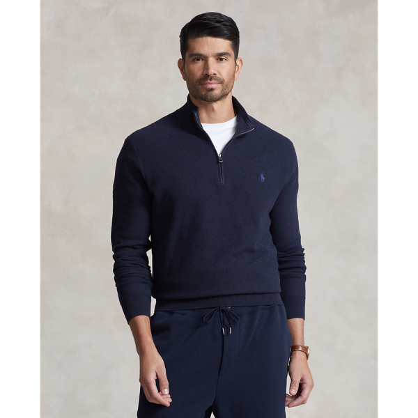 Grandes Tailles - Pull demi-zippé en coton piqué - Big & Tall - Modalova