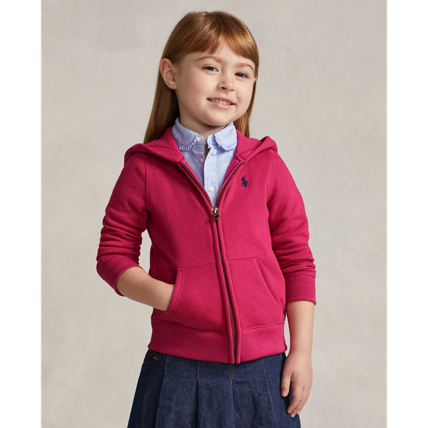 Polo Ralph Lauren Kids Fleece Full zip Hoodie In Preppy Pink