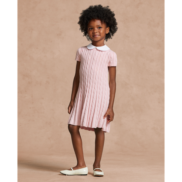 Polo Ralph Lauren Kids' Cable-knit Cotton Sweater Dress In Morning Pink