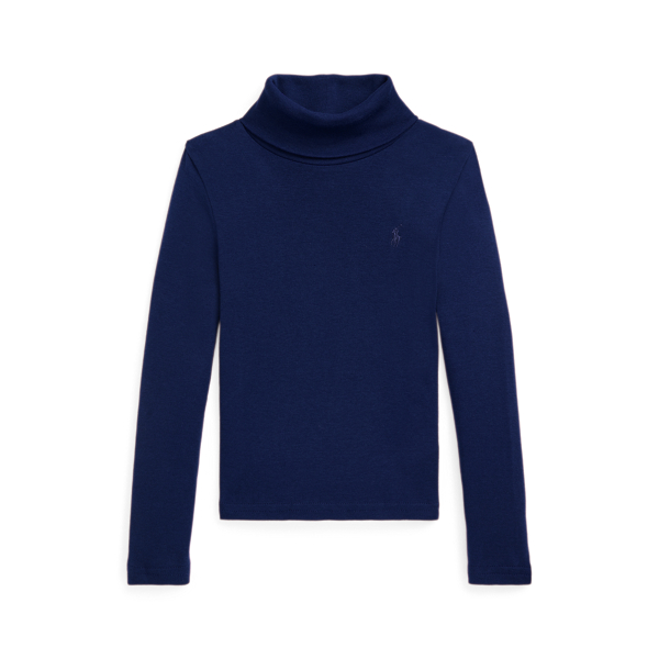 Polo Ralph Lauren Ribbed Cotton-modal Turtleneck In Newport Navy