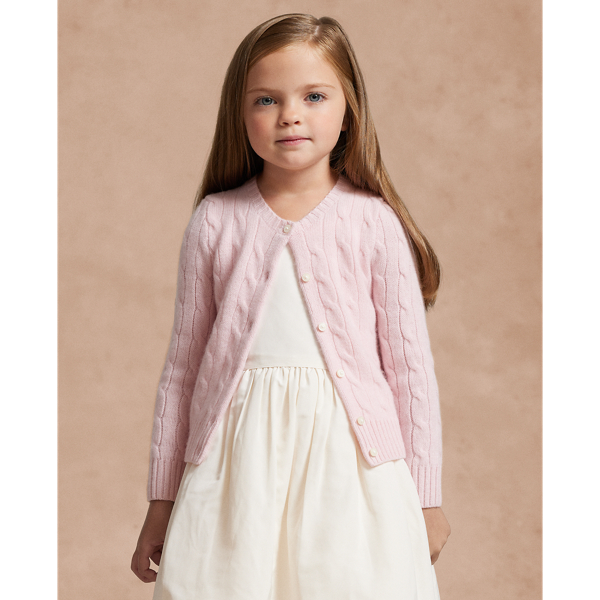 Polo Ralph Lauren Kids' Cable-knit Cashmere Cardigan In Morning Pink