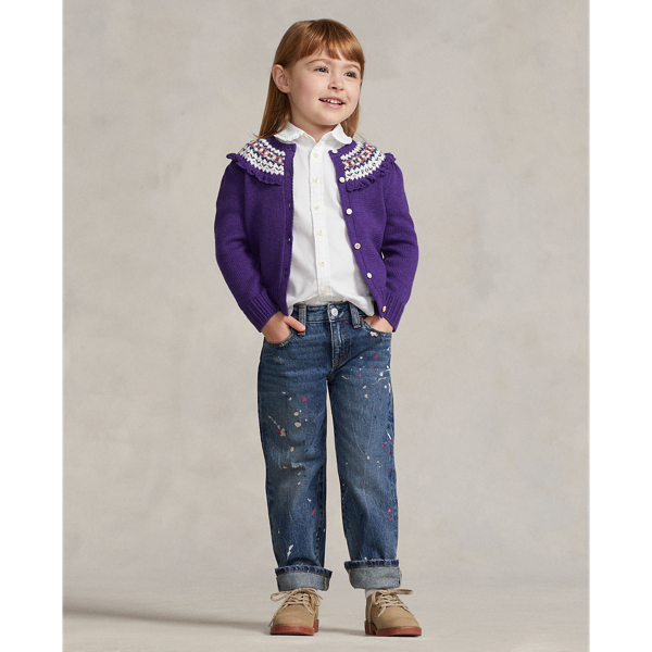 Polo Ralph Lauren Kids' High-rise Straight Paint-splatter Jean In ...