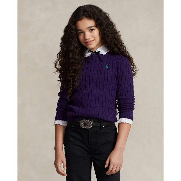 Polo Ralph Lauren Kids' Cable-knit Cotton Sweater In Brandford Purple