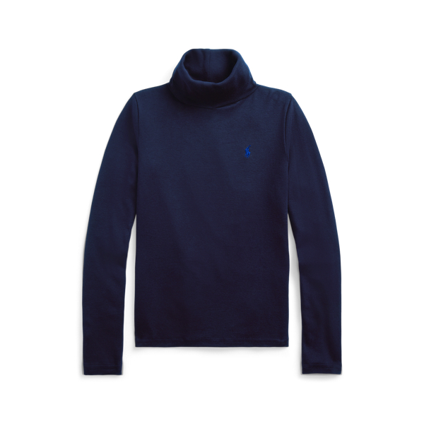Polo Ralph Lauren Ribbed Cotton-blend Turtleneck In Newport Navy