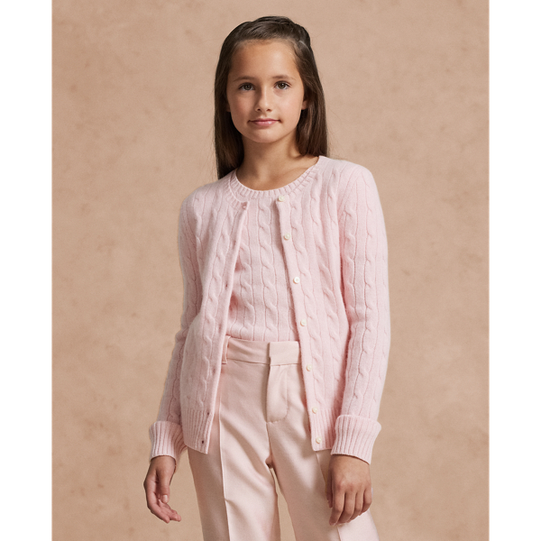 Polo Ralph Lauren Kids' Cable-knit Cashmere Cardigan In Morning Pink