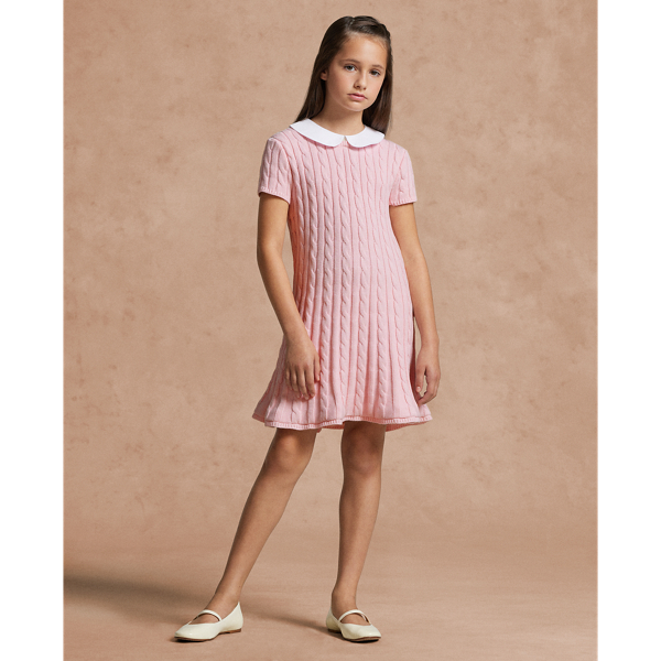 Polo Ralph Lauren Kids' Cable-knit Cotton Sweater Dress In Morning Pink
