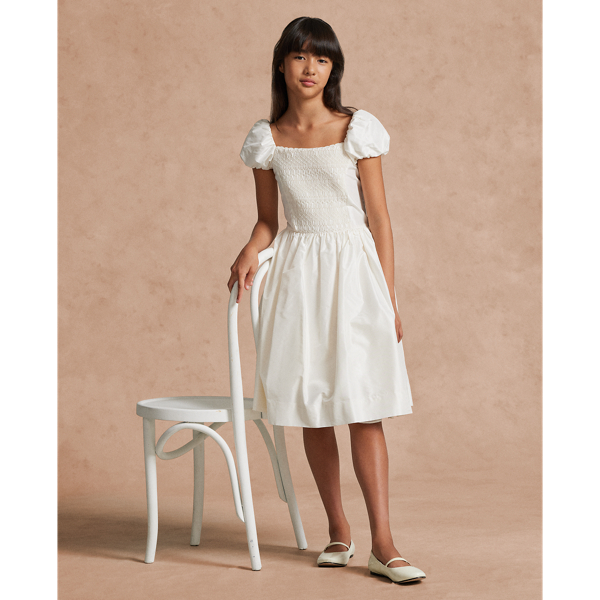 Polo Ralph Lauren Smocked Mulberry Silk Dress In Nevis