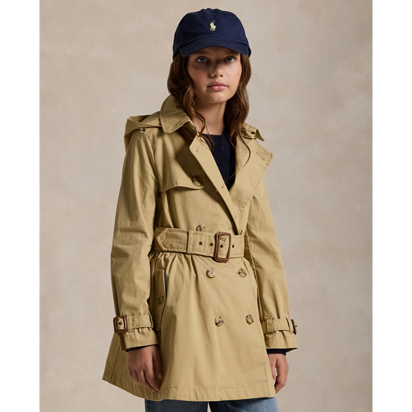 Polo Ralph Lauren Kids' Hooded Trench Coat In Classic Khaki